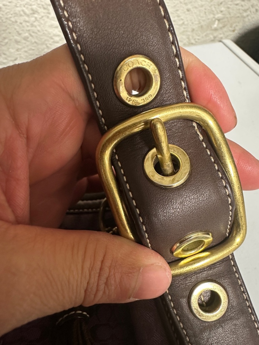 Coach Purple Signature Jacquard & Brown Suede Hobo with Tassel - Picture 5 of 13